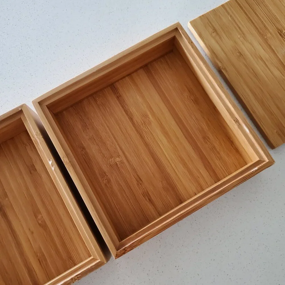 Crate & Barrel 3 Tier Bamboo Box Organizer, Jewelry Box